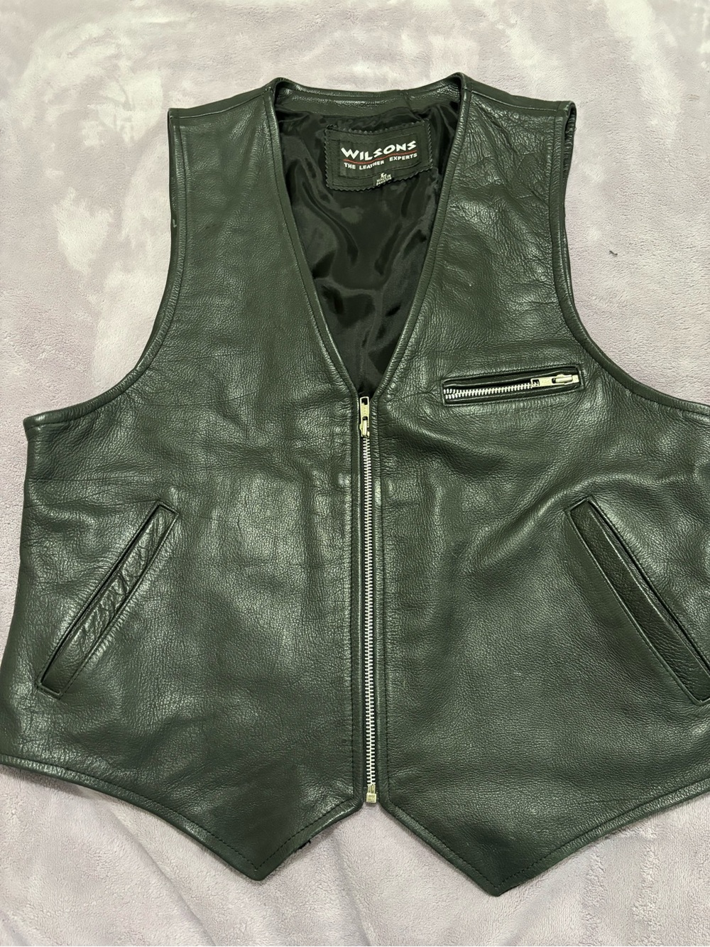Wilsons Black Leather Vest with Subtle Texture